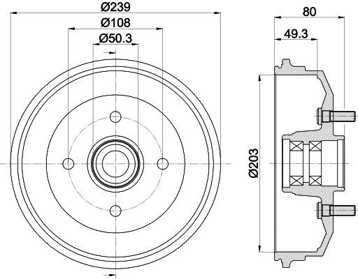 Hella 8DT 355 302-891 Brake drum 8DT355302891: Buy near me at 2407.PL in Poland at an Affordable price!