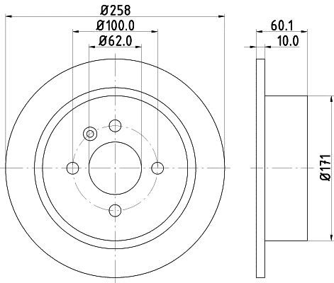 Hella 8DD 355 100-351 Тормозной диск задний невентилируемый 8DD355100351: Отличная цена - Купить в Польше на 2407.PL!