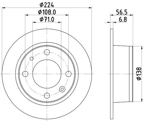 Hella 8DD 355 100-681 Тормозной диск задний невентилируемый 8DD355100681: Отличная цена - Купить в Польше на 2407.PL!