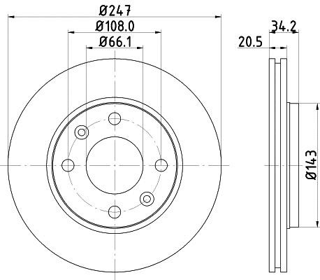 Hella 8DD 355 101-801 Диск гальмівний передній вентильований 8DD355101801: Приваблива ціна - Купити у Польщі на 2407.PL!