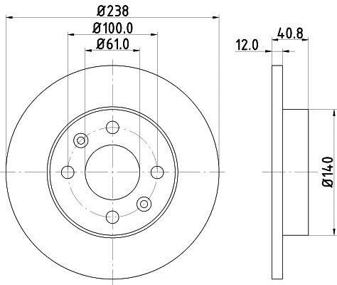 Hella 8DD 355 101-241 Тормозной диск передний невентилируемый 8DD355101241: Отличная цена - Купить в Польше на 2407.PL!