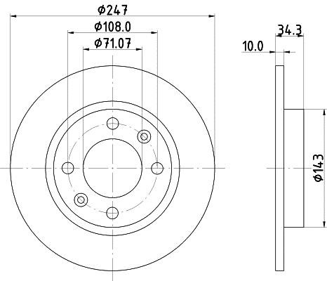 Hella 8DD 355 102-061 Тормозной диск задний невентилируемый 8DD355102061: Отличная цена - Купить в Польше на 2407.PL!