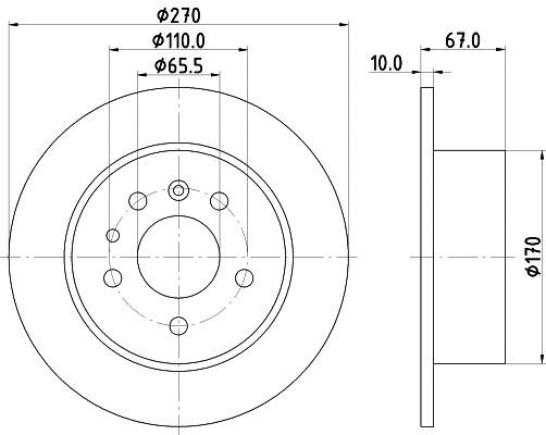 Hella 8DD 355 101-431 Тормозной диск задний невентилируемый 8DD355101431: Отличная цена - Купить в Польше на 2407.PL!