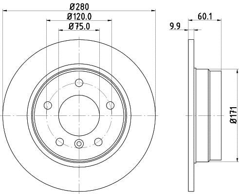 Hella 8DD 355 127-051 Тормозной диск задний невентилируемый 8DD355127051: Отличная цена - Купить в Польше на 2407.PL!