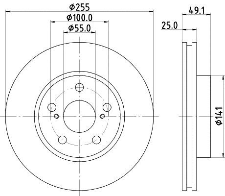 Hella 8DD 355 104-891 Тормозной диск передний вентилируемый 8DD355104891: Отличная цена - Купить в Польше на 2407.PL!