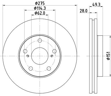 Hella 8DD 355 104-931 Тормозной диск передний вентилируемый 8DD355104931: Отличная цена - Купить в Польше на 2407.PL!