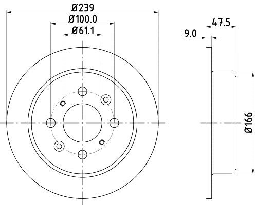 Hella 8DD 355 104-951 Rear brake disc, non-ventilated 8DD355104951: Buy near me in Poland at 2407.PL - Good price!