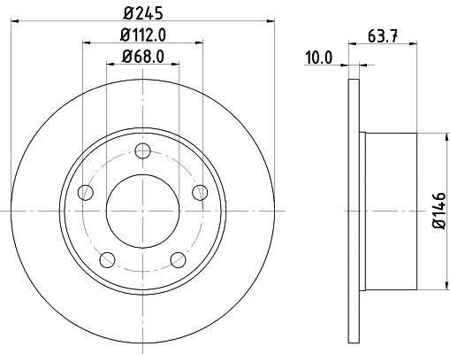 Hella 8DD 355 102-801 Rear brake disc, non-ventilated 8DD355102801: Buy near me in Poland at 2407.PL - Good price!