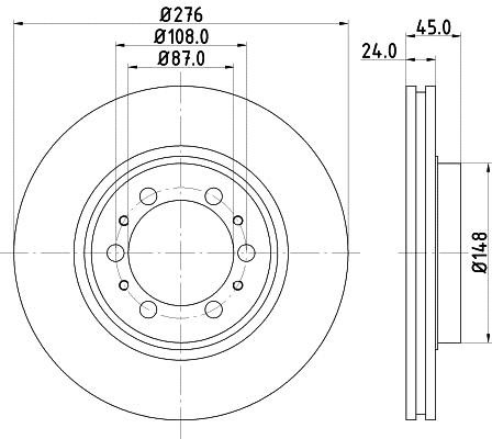 Hella 8DD 355 105-131 Front brake disc ventilated 8DD355105131: Buy near me in Poland at 2407.PL - Good price!