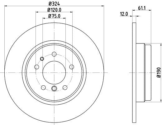 Hella 8DD 355 127-111 Тормозной диск задний невентилируемый 8DD355127111: Отличная цена - Купить в Польше на 2407.PL!