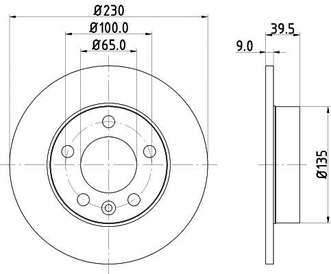 Hella 8DD 355 105-411 Rear brake disc, non-ventilated 8DD355105411: Buy near me in Poland at 2407.PL - Good price!
