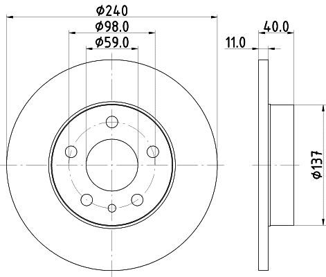 Hella 8DD 355 105-511 Тормозной диск задний невентилируемый 8DD355105511: Отличная цена - Купить в Польше на 2407.PL!