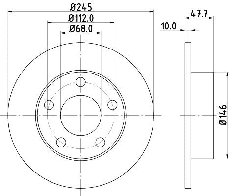 Hella 8DD 355 105-681 Тормозной диск задний невентилируемый 8DD355105681: Отличная цена - Купить в Польше на 2407.PL!
