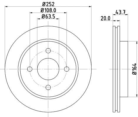Hella 8DD 355 103-391 Тормозной диск задний вентилируемый 8DD355103391: Отличная цена - Купить в Польше на 2407.PL!