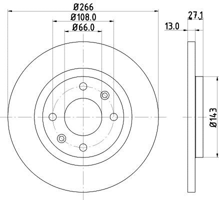 Hella 8DD 355 105-751 Тормозной диск передний невентилируемый 8DD355105751: Купить в Польше - Отличная цена на 2407.PL!