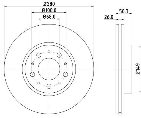 Hella 8DD 355 103-681 Тормозной диск передний вентилируемый 8DD355103681: Отличная цена - Купить в Польше на 2407.PL!