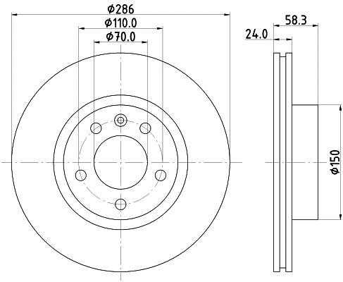 Hella 8DD 355 103-721 Тормозной диск передний вентилируемый 8DD355103721: Отличная цена - Купить в Польше на 2407.PL!