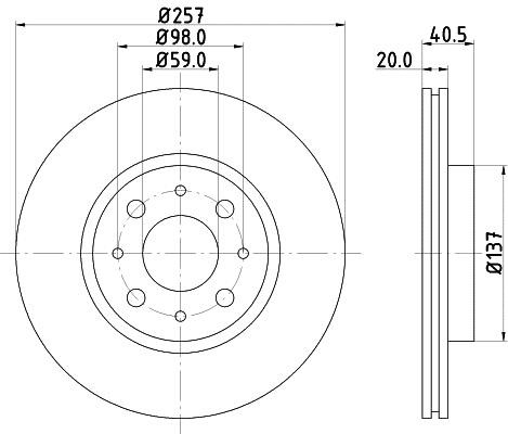 Hella 8DD 355 127-151 Front brake disc ventilated 8DD355127151: Buy near me in Poland at 2407.PL - Good price!