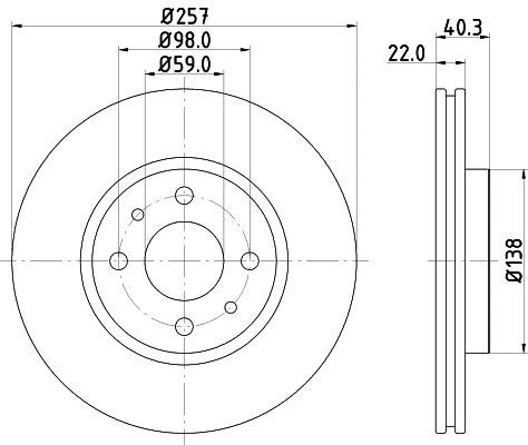 Hella 8DD 355 103-971 Тормозной диск передний вентилируемый 8DD355103971: Отличная цена - Купить в Польше на 2407.PL!