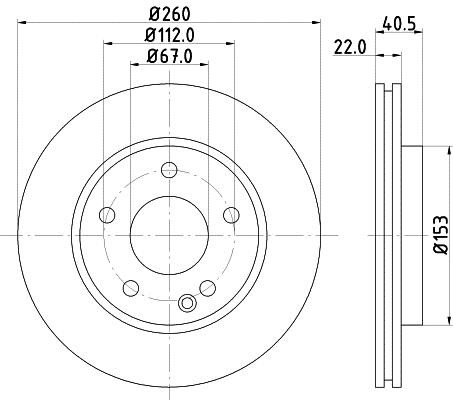 Hella 8DD 355 105-991 Front brake disc ventilated 8DD355105991: Buy near me in Poland at 2407.PL - Good price!