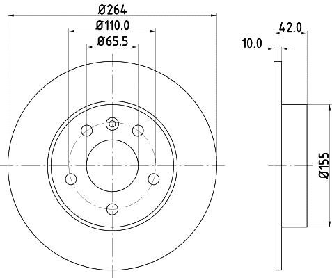 Hella 8DD 355 106-111 Тормозной диск задний невентилируемый 8DD355106111: Отличная цена - Купить в Польше на 2407.PL!