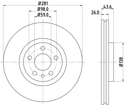 Hella 8DD 355 104-451 Тормозной диск передний вентилируемый 8DD355104451: Отличная цена - Купить в Польше на 2407.PL!