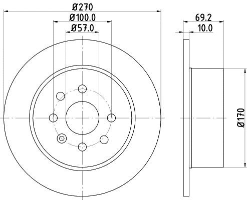 Hella 8DD 355 104-661 Тормозной диск задний невентилируемый 8DD355104661: Отличная цена - Купить в Польше на 2407.PL!