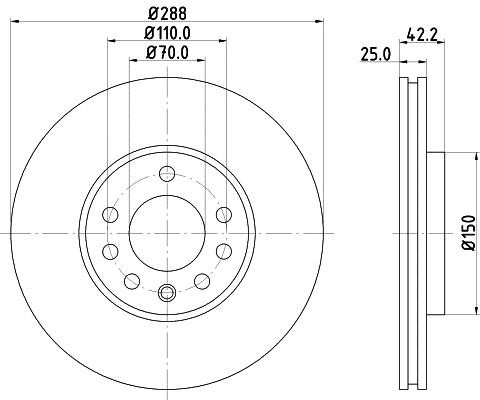 Hella 8DD 355 104-681 Тормозной диск передний вентилируемый 8DD355104681: Отличная цена - Купить в Польше на 2407.PL!