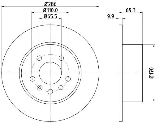 Hella 8DD 355 104-701 Rear brake disc, non-ventilated 8DD355104701: Buy near me at 2407.PL in Poland at an Affordable price!