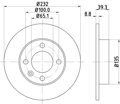 Hella 8DD 355 106-681 Тормозной диск задний невентилируемый 8DD355106681: Отличная цена - Купить в Польше на 2407.PL!