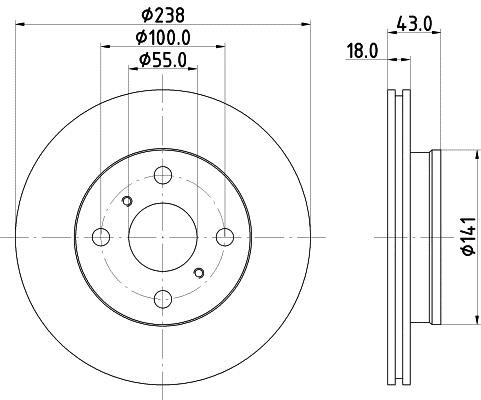 Hella 8DD 355 104-781 Тормозной диск передний вентилируемый 8DD355104781: Отличная цена - Купить в Польше на 2407.PL!