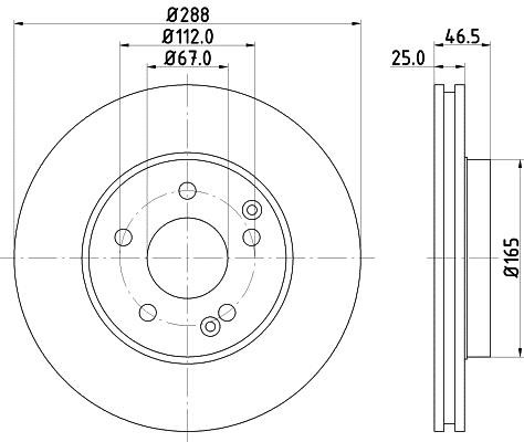 Hella 8DD 355 127-551 Front brake disc ventilated 8DD355127551: Buy near me at 2407.PL in Poland at an Affordable price!