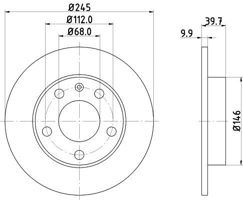Hella 8DD 355 107-541 Rear brake disc, non-ventilated 8DD355107541: Buy near me in Poland at 2407.PL - Good price!