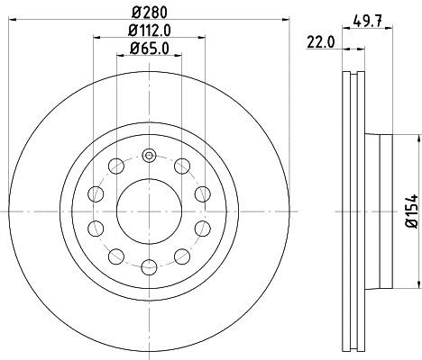 Hella 8DD 355 127-991 Диск гальмівний передній вентильований 8DD355127991: Приваблива ціна - Купити у Польщі на 2407.PL!