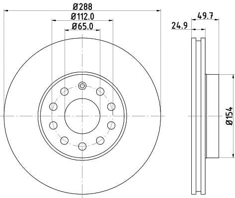 Hella 8DD 355 128-001 Тормозной диск передний вентилируемый 8DD355128001: Отличная цена - Купить в Польше на 2407.PL!