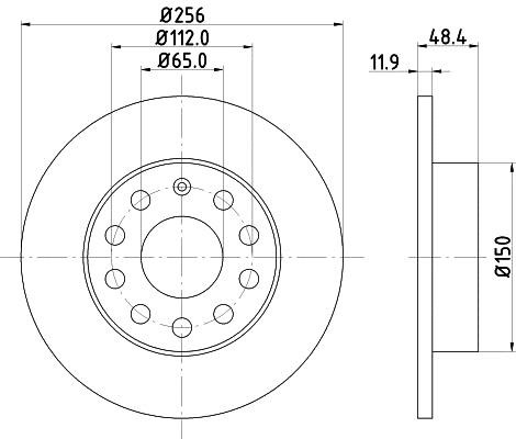 Hella 8DD 355 109-641 Rear brake disc, non-ventilated 8DD355109641: Buy near me in Poland at 2407.PL - Good price!