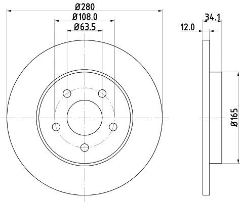Hella 8DD 355 108-061 Тормозной диск задний невентилируемый 8DD355108061: Отличная цена - Купить в Польше на 2407.PL!