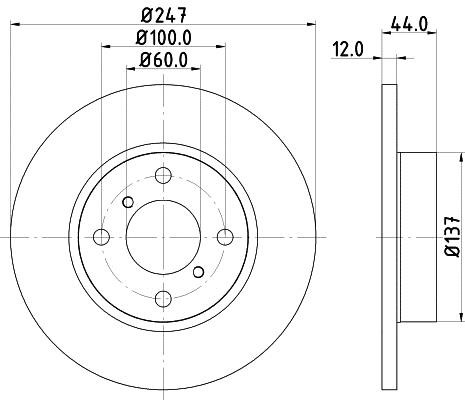 Hella 8DD 355 108-211 Тормозной диск передний невентилируемый 8DD355108211: Отличная цена - Купить в Польше на 2407.PL!