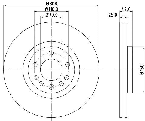 Hella 8DD 355 127-721 Тормозной диск передний вентилируемый 8DD355127721: Отличная цена - Купить в Польше на 2407.PL!