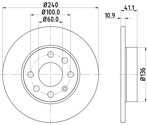 Hella 8DD 355 108-311 Тормозной диск передний невентилируемый 8DD355108311: Отличная цена - Купить в Польше на 2407.PL!