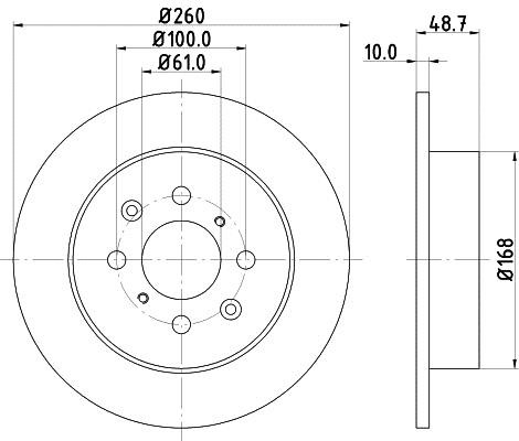 Hella 8DD 355 110-331 Тормозной диск задний невентилируемый 8DD355110331: Отличная цена - Купить в Польше на 2407.PL!