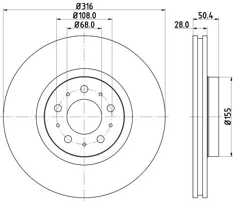 Hella 8DD 355 128-191 Brake disc 8DD355128191: Buy near me in Poland at 2407.PL - Good price!