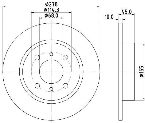 Hella 8DD 355 110-661 Rear brake disc, non-ventilated 8DD355110661: Buy near me in Poland at 2407.PL - Good price!