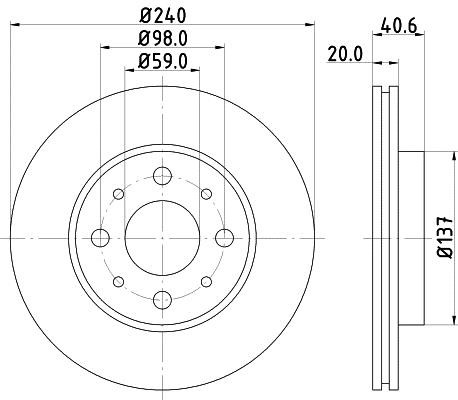 Hella 8DD 355 109-121 Тормозной диск передний вентилируемый 8DD355109121: Отличная цена - Купить в Польше на 2407.PL!
