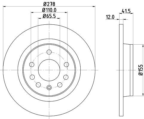 Hella 8DD 355 109-211 Тормозной диск задний невентилируемый 8DD355109211: Отличная цена - Купить в Польше на 2407.PL!
