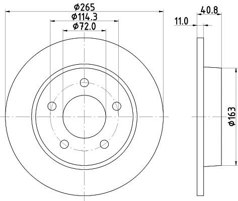 Hella 8DD 355 110-901 Тормозной диск задний невентилируемый 8DD355110901: Отличная цена - Купить в Польше на 2407.PL!