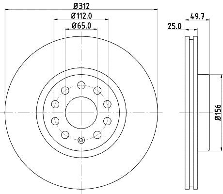 Hella 8DD 355 127-971 Тормозной диск передний вентилируемый 8DD355127971: Отличная цена - Купить в Польше на 2407.PL!