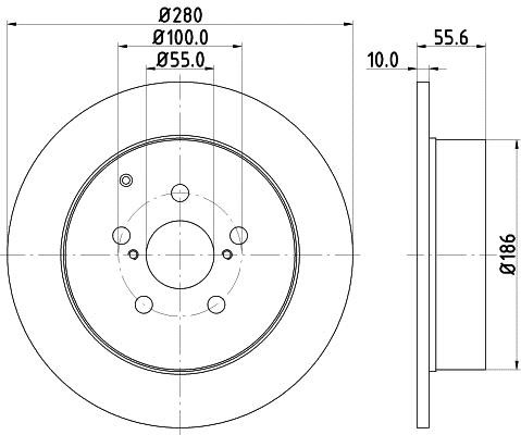 Hella 8DD 355 111-671 Rear brake disc, non-ventilated 8DD355111671: Buy near me in Poland at 2407.PL - Good price!