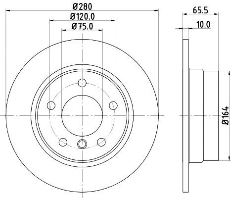 Hella 8DD 355 128-351 Тормозной диск задний невентилируемый 8DD355128351: Отличная цена - Купить в Польше на 2407.PL!