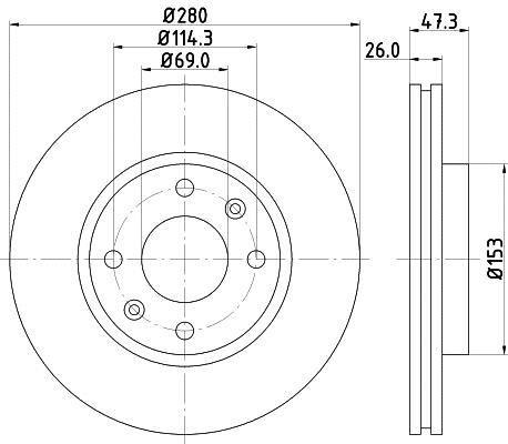 Hella 8DD 355 111-771 Тормозной диск передний вентилируемый 8DD355111771: Отличная цена - Купить в Польше на 2407.PL!